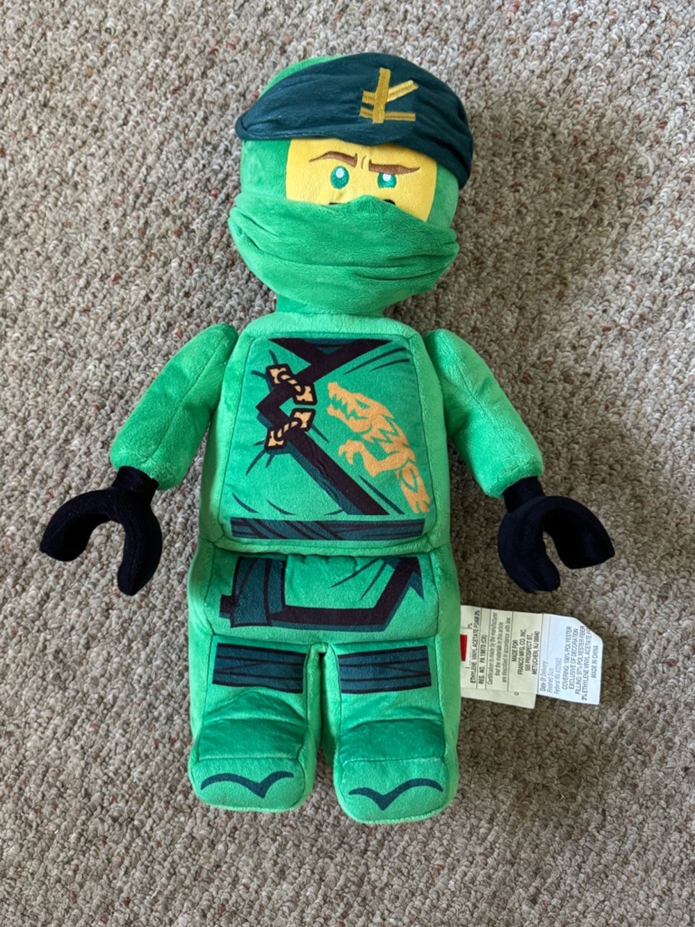 Lego Green Ninjago Plush Ninja with Black and Yellow Details